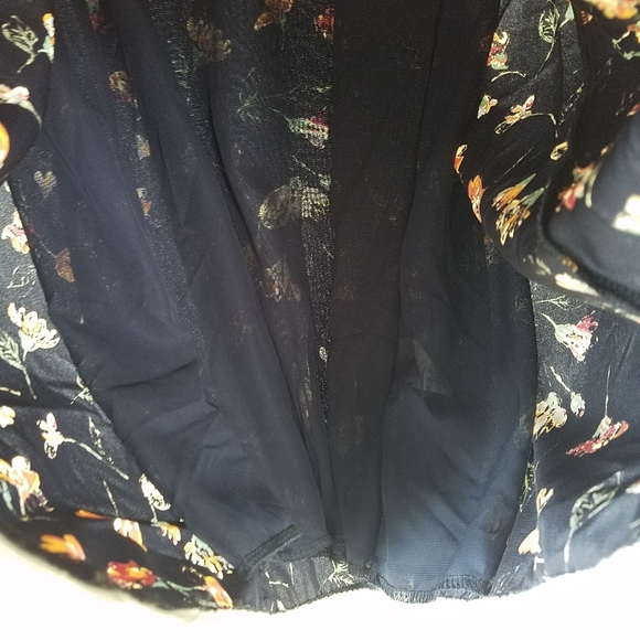 Mod Ref Sleeveless Tassel Trim Navy Floral Dress, M - Picture 5 of 9